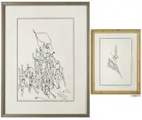 Roman Opałka, Szkic ilustracji, rys. dwustronny, 1957, tusz pióro, papier kremowy
