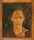 Ignacy Mazurek, PORTRET MŁODEJ KOBIETY, 1932, olej, sklejka