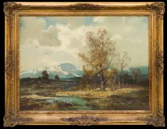 Paul Johann Walch, WIDOK NA ALPY Z OKOLIC LEUTSTETTEN, olej, płótno
