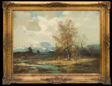 Paul Johann Walch, WIDOK NA ALPY Z OKOLIC LEUTSTETTEN, olej, płótno