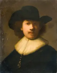 N.N. malarz, AUTOPORTRET W KAPELUSZU Z SZEROKIM RONDEM, olej, płótno