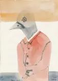 Stasys Eidrigevičius, Ptasi gość, 2010, tusz pióro, akwarela, papier