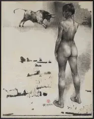Tomasz Kazikowski, Akt, 1988, ołówek, pastel, biala farba, papier