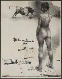 Tomasz Kazikowski, Akt, 1988, ołówek, pastel, biala farba, papier