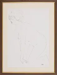 Akt klęczący, z cyklu Akty by Adam Smolana, 1959, tusz pióro, papier, sold Aug 2010