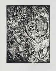 Stefan Mrozewski, Le Petit et Le Grand Testament, 1929, drzeworyt, papier kremowy