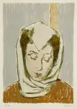 Bencion (Benn) Rabinowicz, Portret kobiecy, litografia barwna, papier kremowy