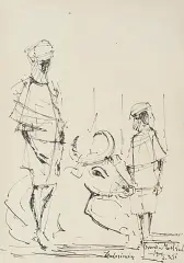 Notatka z podróży by Tadeusz Kulisiewicz, 1956, tusz pióro, papier kremowy, sold Jun 2010
