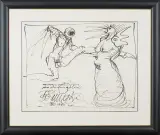 Kompozycja rysowana zeschłą różą by Franciszek Starowieyski, 1985, tusz, patyk, papier beżowy, sold Jun 2010