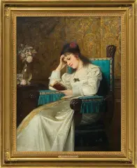 Ernst Anders, ZACZYTANA, 1878, olej, płótno