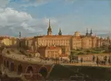 Jan Seydlitz, ZAMEK KRÓLEWSKI I NOWY ZJAZD, ok. 1850-1860, olej, karton naklejony na płótno