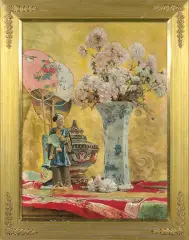 Charles Coenraets, MARTWA NATURA Z AKCESORIAMI JAPOŃSKIMI, olej, płótno