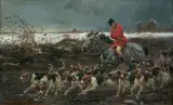 POLOWANIE W ŚNIEŻNEJ ZAMIECI by Wojciech Kossak, 1888, olej, płótno, offered Jun 2010