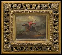 Aleksander Orłowski, ORIENTALNY JEŹDZIEC NAPINAJĄCY ŁUK, po 1816, olej, blacha