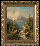 Guido Hampe, WODOSPAD ALPEJSKI, 1874, olej, płótno