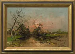 PEJZAŻ JESIENNY by Heinz Flockenhaus, olej, deska, sold Jun 2010