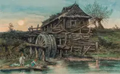 STARY MŁYN by Tadeusz Rybkowski, 1911, akwarela, gwasz, papier, offered Jun 2010