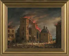 Teodor Baltazar Stachowicz, POŻAR KOŚCIOŁA OO. DOMINIKANÓW W KRAKOWIE, olej, płótno