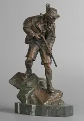 Robert Carl August Härtel, MYŚLIWY, ok. 1880-1894, brąz patynowany, kamień