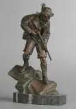 Robert Carl August Härtel, MYŚLIWY, ok. 1880-1894, brąz patynowany, kamień