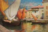 Józef Chlebus, PORT WE FRANCUSKIM MIASTECZKU, ok. 1930, olej, płótno