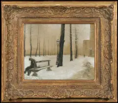 ZIMA NA PARYSKIM BULWARZE by Odo (Otton) Dobrowolski, 1911, kredka, pastel, papier, sold Jun 2010