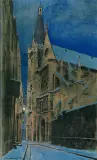 Odo (Otton) Dobrowolski, KOŚCIÓŁ SAINT-SEVERIN W PARYŻU, 1910, tusz, akwarela, gwasz, papier