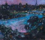 PEJZAŻ NOCNY Z PARYŻA by Jan Szancenbach, 1997, olej, płótno, sold Jun 2010