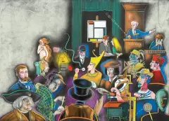 Andrzej Dudziński, AUKCJA SZTUKI (projekt plakatu), 1996, pastel, karton czarny