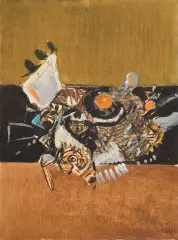 Aleksander Kobzdej, Szczelina - szkic, przed 1968, gwasz, pastel, tusz, papier