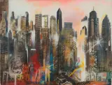 Anna Mikke, Shanghai City‎, 2009, collage, akryl, płótno