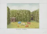 Bagienna herbatka by Jacek Yerka, 2006, kredki barwne, ołówek, karton, sold Apr 2010