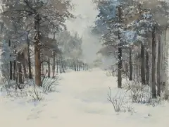 Andrzej Otawa, Las zimą, 2009, akwarela, papier