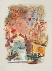 Wayne Ensrud, Ponte Rialto w Wenecji, 1980, litografia barwna, papier