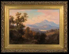 Albert Żamett, KRAJOBRAZ WŁOSKI. MONTE SORE W ABRUZJI, 1861, olej, płótno