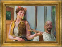 Jacek Malczewski, ZAUROCZENIE. AUTOPORTRET Z MARIĄ BALOWĄ, 1906, olej, tektura, drewno