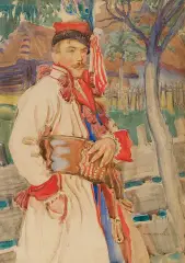 Henryk Uziemblo, MŁODY KRAKUS, akwarela, ołówek, papier