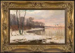 Michał Gorstkin-Wywiórski, W ZIMOWEJ POŚWIACIE, ok. 1900, olej, płótno