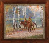 Leonard Wintorowski, UŁAN NA PIKIECIE, 1924, olej, płótno