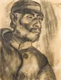 Emmanuel Mané-Katz, PORTRET MĘŻCZYZNY, 1929, węgiel, papier