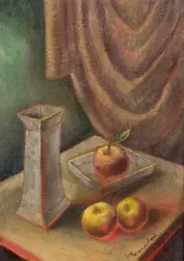 Wacław Borowski, MARTWA NATURA Z JABŁKAMI, olej, płótno