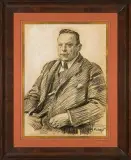 Józef Mehoffer, PORTRET MECENASA KONRADA KOLSZEWSKIEGO, 1923, kredka, węgiel, papier