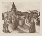 Andrzej Tadeusz Kotkowski, Warszawa - Pałac w Wilanowie, 2008, akwaforta, akwatinta sepiowa, papier