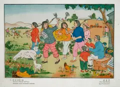 Wei Chen-hsiang, Kobieca grupa wzajemnej pomocy, drzeworyt,papier krem. żeberk