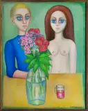 Krystyna Brzechwa, Kochankowie, 1999, olej, płótno