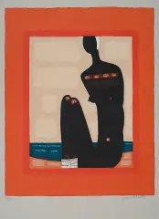 Jerzy Nowosielski, Akt, 1997, serigrafia barwna, papier jasnoszary
