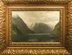 B Karstin, JEZIORO ALPEJSKIE, 1906, olej, płótno