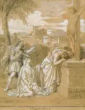 Sébastien Norblin, MODLITWA - SUPPLICATIO, 1879, ołówek, tusz, gwasz, papier brunatny