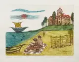 Andrzej Tadeusz Kotkowski, Łeba, 2009, akwaforta barwna, chwiejak, ruletka, papier
