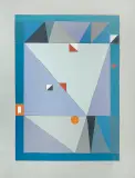 Kompozycja abstrakcyjna by Jerzy Nowosielski, 1997, serigrafia barwna, papier jasnoszary, sold Dec 2009